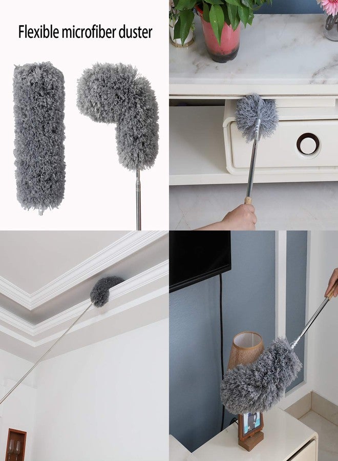 Midoneat Lambswool and Microfiber Duster, 2 Counts, Long Reach/Extendable Duster Up to 86" for Cleaning High Ceiling Fan, Interior Roof, Cobweb, Keyboard, Furniture - Image 4
