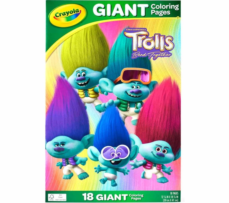 Crayola Trolls Giant Coloring Pages, 18 Count - Image 1