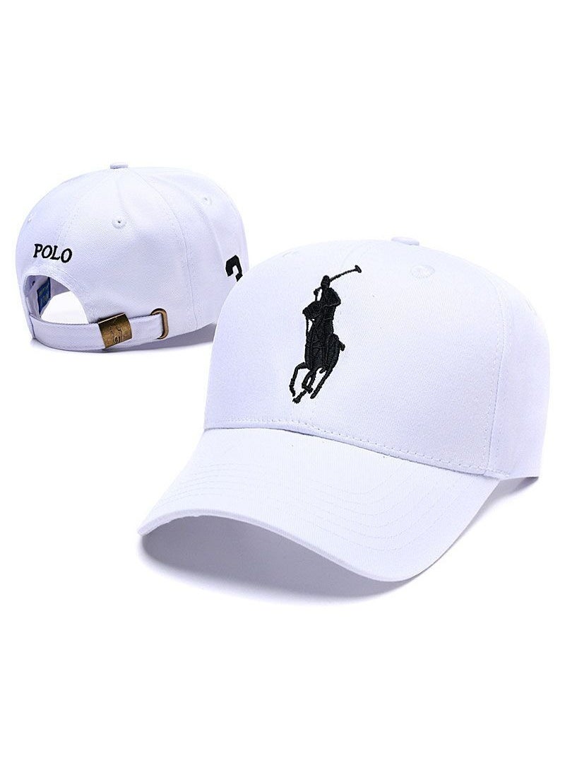 Polo Embroidered Black Logo White Baseball Cap