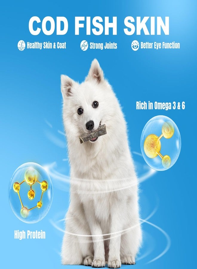 Amzey Cod Skin Dog Treats 24 OZ, High Protein Fish Skin Rolls Rich in Omega-3, 100% Natural Dried Fish Dog Chews for Teeth Cleaning, Pack of 4 Resealable Bags - Image 2