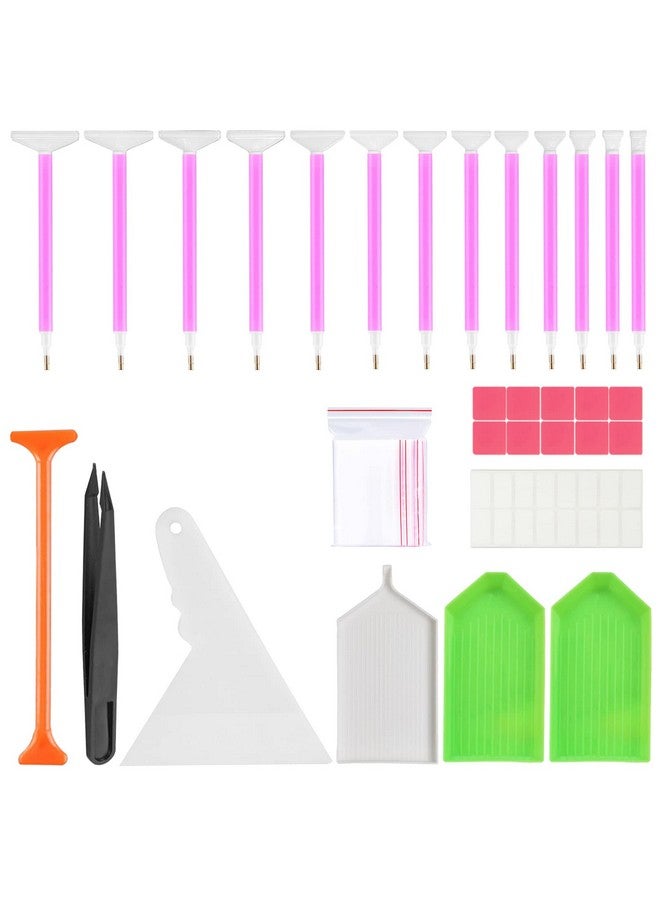سورس تون مجموعة SourceTon من 50 قطعة من لوحات الماس الفنية، أدوات فنية ماسية، للوحات الماسية 5D، بما في ذلك كتلة مطاطية حمراء، وحقيبة ماسية، وملصق، وقلم حفر، وملقط، ومصحح، وعلبة بلاستيكية - Image 1
