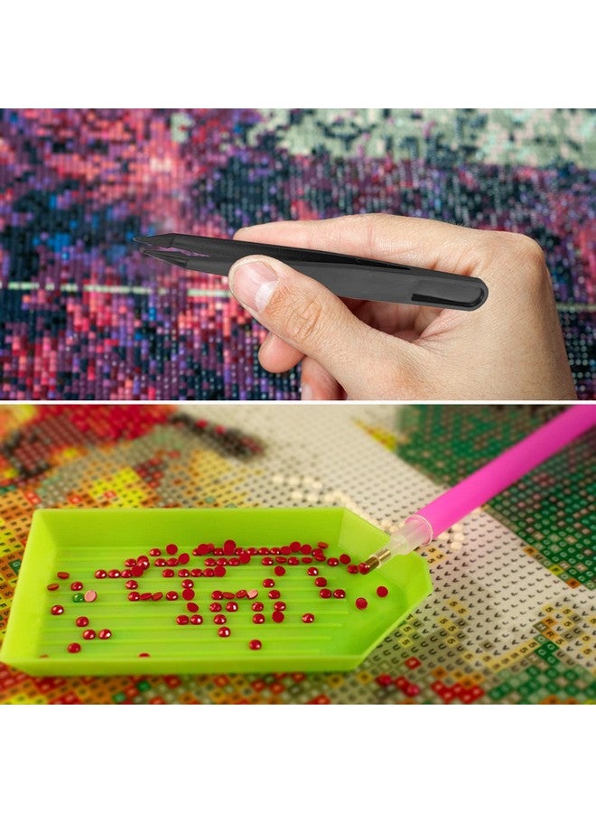 سورس تون مجموعة SourceTon من 50 قطعة من لوحات الماس الفنية، أدوات فنية ماسية، للوحات الماسية 5D، بما في ذلك كتلة مطاطية حمراء، وحقيبة ماسية، وملصق، وقلم حفر، وملقط، ومصحح، وعلبة بلاستيكية - Image 4