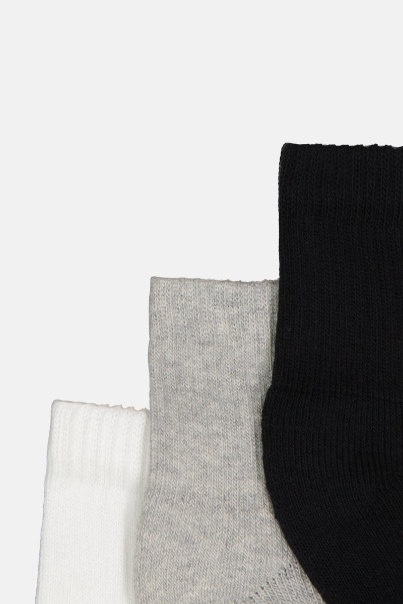 Reebok Men 3 Pairs Brand Logo Ankle Socks, Multicolor - Image 2