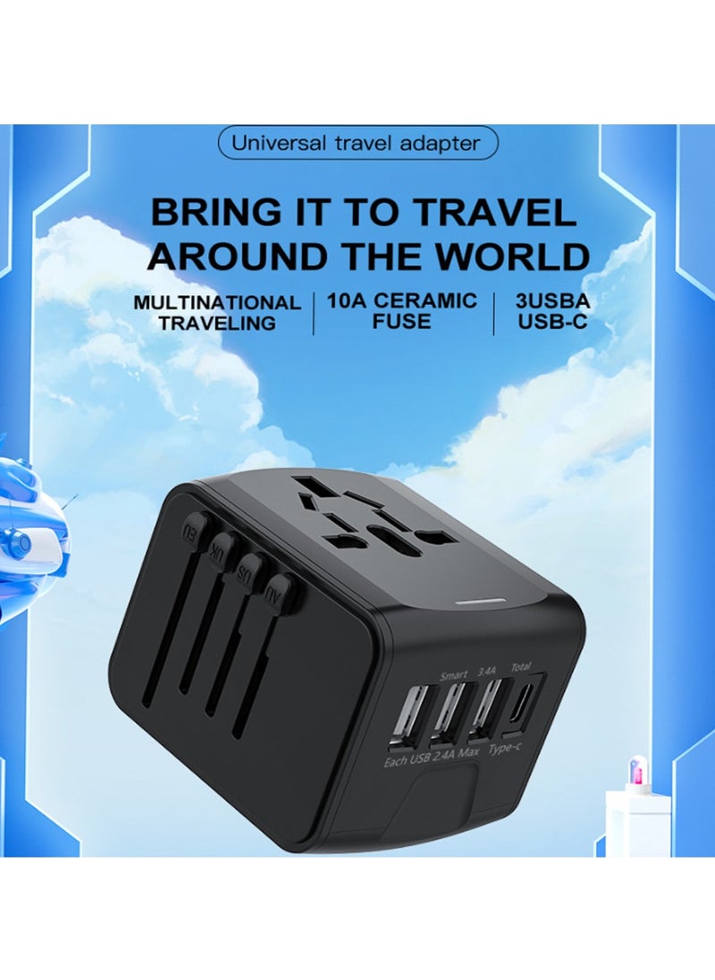 MarlaMall - Universal travel adapter, international charger with fast charging adapter, 4 ports for multiple electronic devices, can be used in multiple countries/regions (USA, UK, EU, Australia, etc.) - Image 1