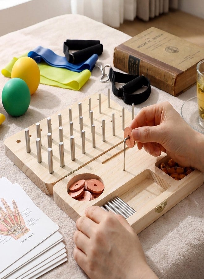 Threehoney Wooden Pegboard for Finger Dexterity, 36-hole Wooden Hand Training Peg Board with Finger Exercise Tools Help to Improve Fine Motor Skills and Hand-eye Coordination - Image 4
