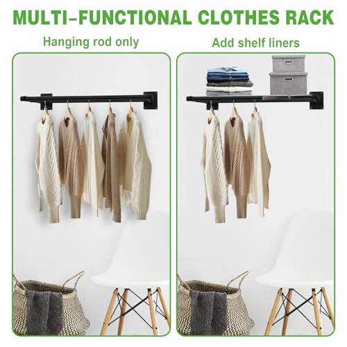 Qufiona Closet Shelves Wall Mounted, 28 Inches Heavy Duty Closet Rod with Shelf Metal Utility Shelf for Wall, Closet, Laundry Room - Image 4