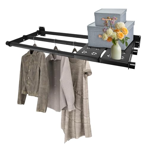 Qufiona Closet Shelves Wall Mounted, 28 Inches Heavy Duty Closet Rod with Shelf Metal Utility Shelf for Wall, Closet, Laundry Room - Image 1