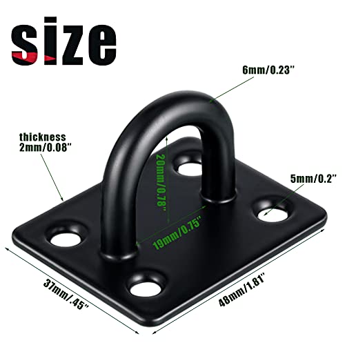 Shimeyao Stainless Steel Ceiling Hooks, 6 Sets Heavy Duty Eye Plate U Hooks, Snap Hooks and Screw Hardware, Rust Resistant, for Indoor and Outdoor Use - Image 3