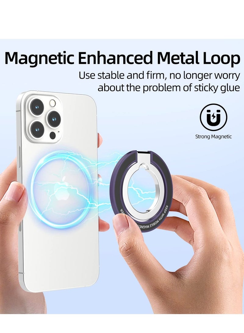 Excefore Magnetic Phone Ring Stand for MagSafe, Metal Adjustable Dual Ring Magnetic Phone Grip Holder, Compatible with iPhone 12/13/14 Series(Dark Purple) - Image 4