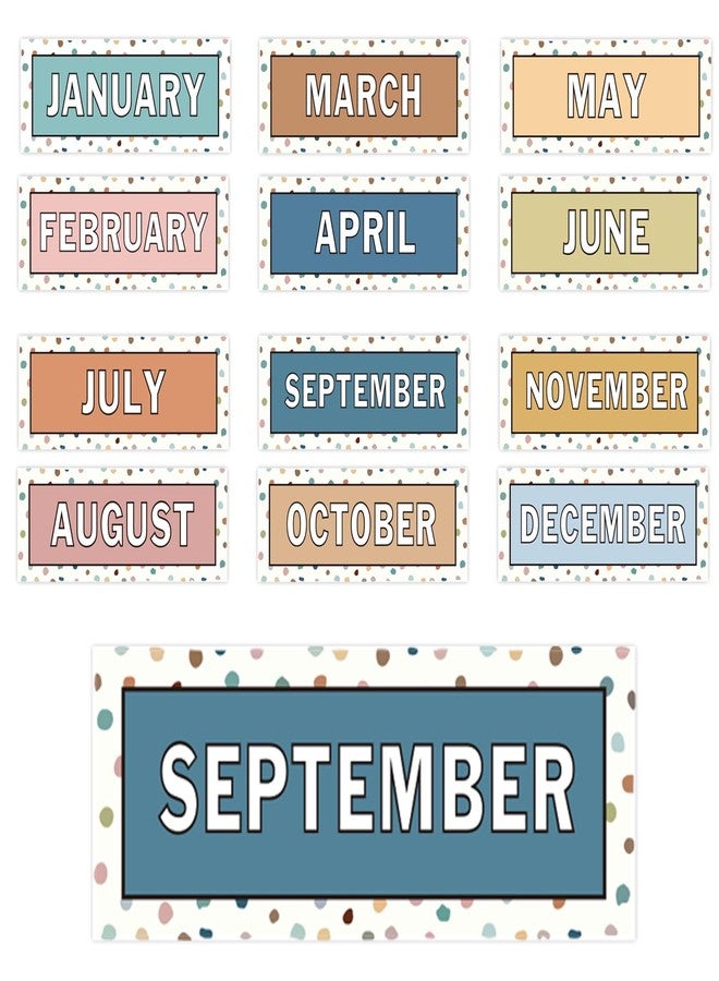 Whaline 12Pcs Months of The Year Bulletin Board Set Boho Color Monthly Headliners Calendar Month Headers for Classroom Decoration - Image 1