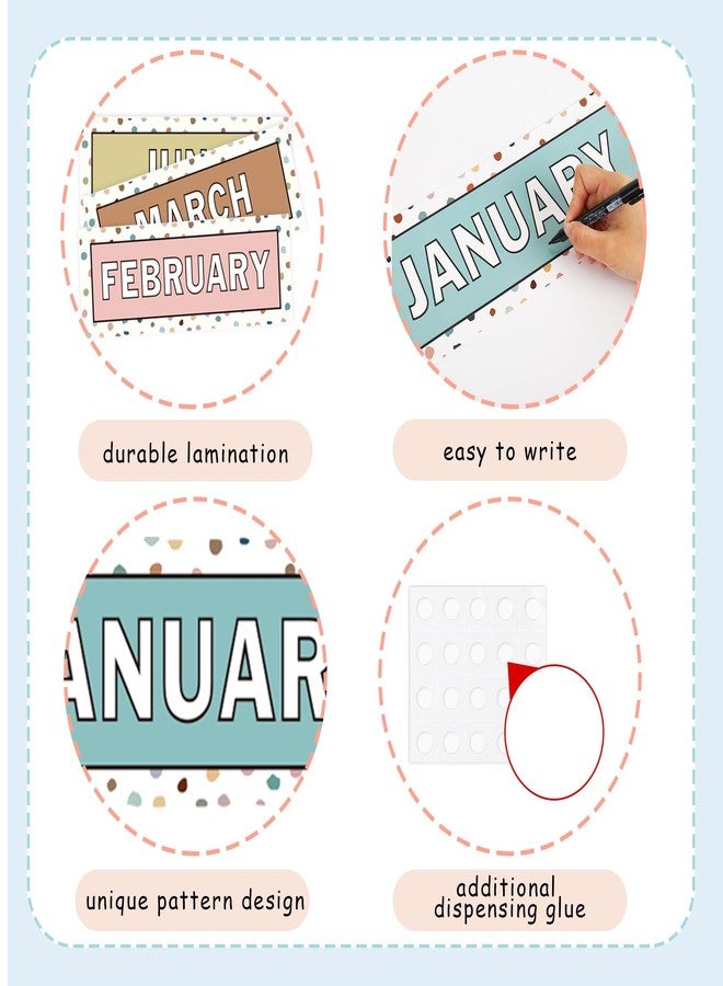 Whaline 12Pcs Months of The Year Bulletin Board Set Boho Color Monthly Headliners Calendar Month Headers for Classroom Decoration - Image 3