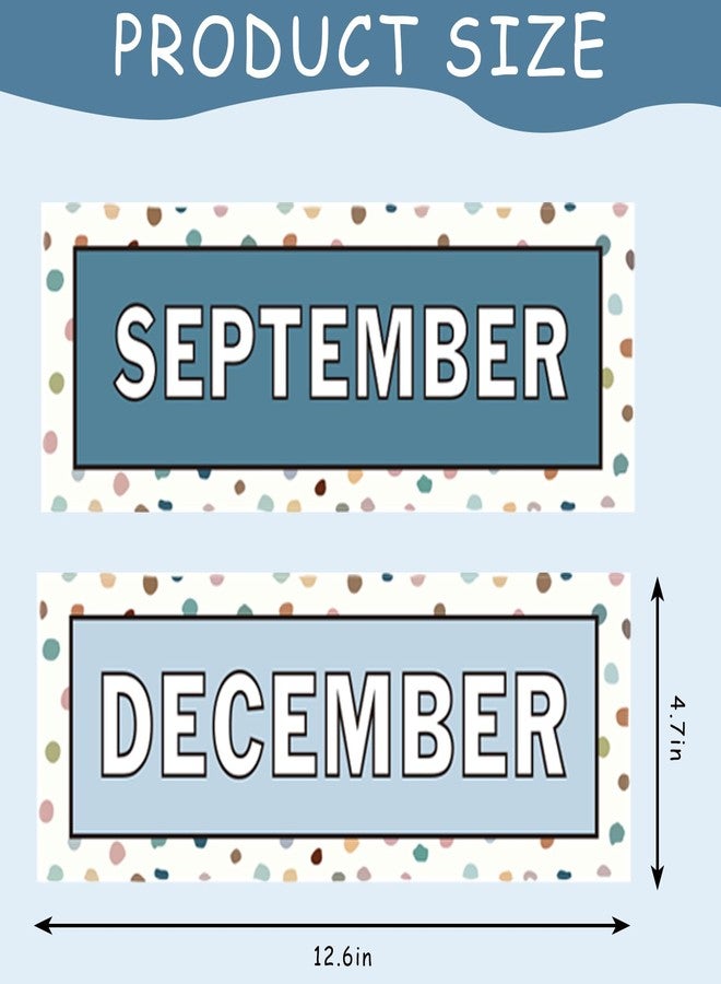 Whaline 12Pcs Months of The Year Bulletin Board Set Boho Color Monthly Headliners Calendar Month Headers for Classroom Decoration - Image 2