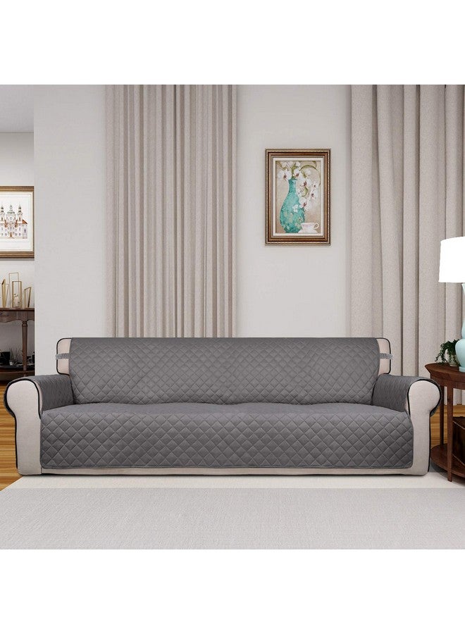 PureFit Reversible Quilted Sofa Cover, Water Resistant Slipcover Furniture Protector, Washable Couch Cover with Non Slip and Elastic Straps for Kids, Dogs, Pets (XX Large, Gray/Light Gray) - Image 1