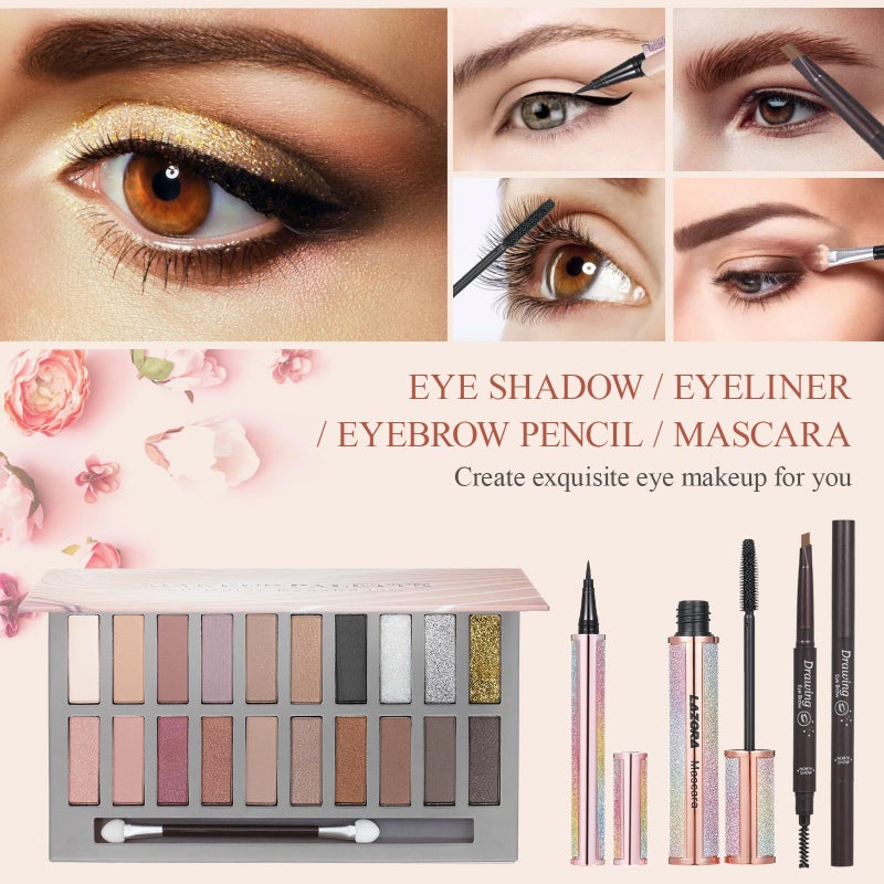 venshun Makeup Kit Full Multi-Purpose Beauty Set Festive Gift Box - Highly Pigmented Palette Combination Lips Facial Brows Eye Brush for Essential Starter - Full Makeup Kit for Women - Image 3
