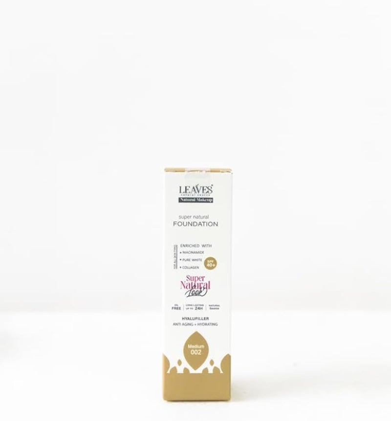 Leaves Super Natural Foundation 5-in-1 â€“ Daily Use | Medium Shades | 25ml | Natural Coverage, Hydration & Sun Protection