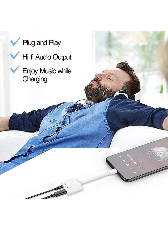 Generic 2Pcs Headphone Adapter for iPhone, 2 in 1 Lightning to 3.5mm AUX Audio + Charger Splitter Dongle Adapter for iPhone Accessories, Compatible with iPhone 14/13/12/11/XR/X/8/7 (White)  - Image 4