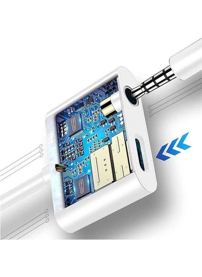 Generic 2Pcs Headphone Adapter for iPhone, 2 in 1 Lightning to 3.5mm AUX Audio + Charger Splitter Dongle Adapter for iPhone Accessories, Compatible with iPhone 14/13/12/11/XR/X/8/7 (White)  - Image 2