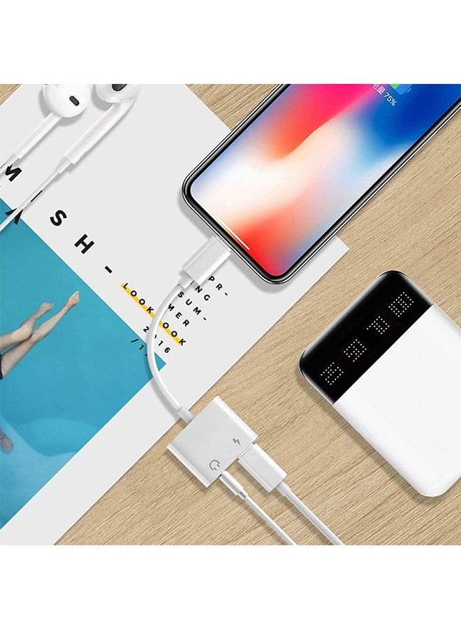 Generic 2Pcs Headphone Adapter for iPhone, 2 in 1 Lightning to 3.5mm AUX Audio + Charger Splitter Dongle Adapter for iPhone Accessories, Compatible with iPhone 14/13/12/11/XR/X/8/7 (White)  - Image 5
