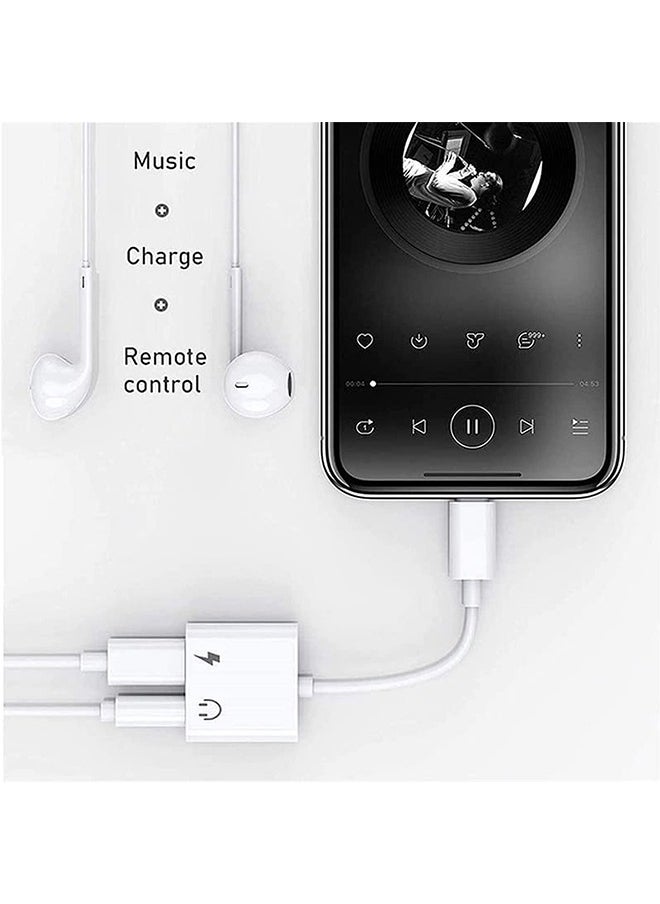 Generic 2Pcs Headphone Adapter for iPhone, 2 in 1 Lightning to 3.5mm AUX Audio + Charger Splitter Dongle Adapter for iPhone Accessories, Compatible with iPhone 14/13/12/11/XR/X/8/7 (White)  - Image 3