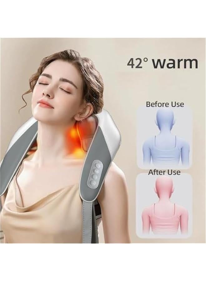 Loquat Veeloza Neck Massage, Veeloza Thermal Touch Massager, Neck Massager with Heat, Cordless Neck  Shoulder Shiatsu Massage,Neck and Shoulder Massager with Heat for Pain Relief (White) - Image 3