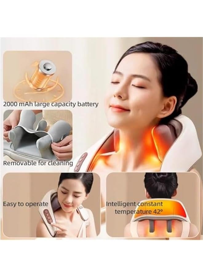 Loquat Veeloza Neck Massage, Veeloza Thermal Touch Massager, Neck Massager with Heat, Cordless Neck  Shoulder Shiatsu Massage,Neck and Shoulder Massager with Heat for Pain Relief (White) - Image 2