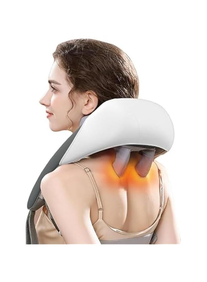 Loquat Veeloza Neck Massage, Veeloza Thermal Touch Massager, Neck Massager with Heat, Cordless Neck  Shoulder Shiatsu Massage,Neck and Shoulder Massager with Heat for Pain Relief (White) - Image 1