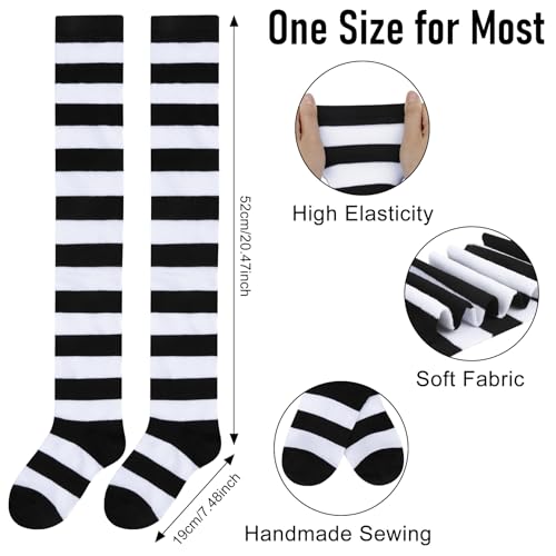 Chalier 3 Pairs Womens Long Striped Socks Over Knee Thigh High Socks Stocking, Wide Stripes, One Size - Image 3