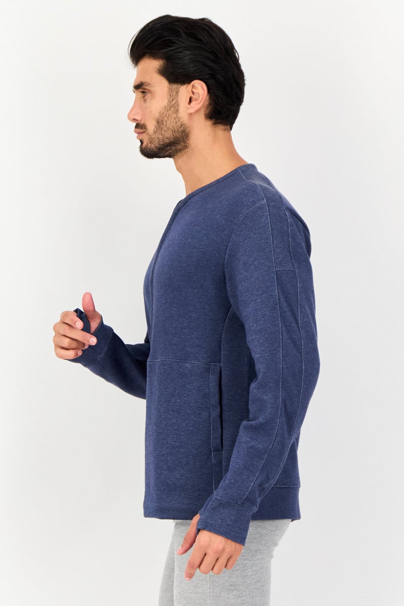 Nike Men Dri-Fit Long Sleeve Yoga Sweatshirt, Navy - Image 4