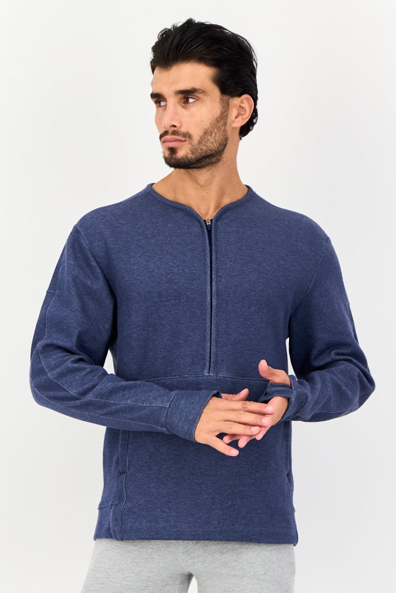 Nike Men Dri-Fit Long Sleeve Yoga Sweatshirt, Navy - Image 1