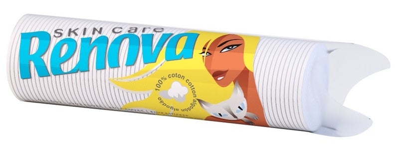 Renova Cotton Make Up Removal Pads Skin Care Mini , White , Double Face & Ultra-Soft Cotton Pads, For A Gentle And Effective Make-Up Removal - Image 1