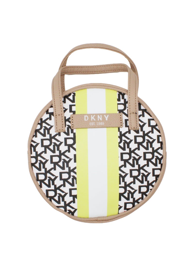 DKNY - DKNY Signature Stripe Original Circle Bag Cosmetic Bag, Travel Make up Bag Small, Small Lightweight Cosmetic Bag Storage Bag, Small Makeup Bag, Travel Toiletry Bag - Image 1