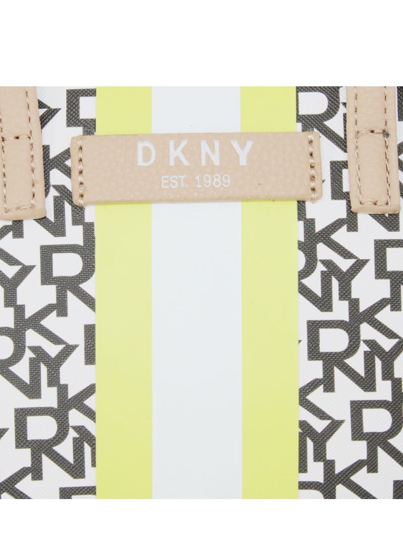 DKNY - DKNY Signature Stripe Original Circle Bag Cosmetic Bag, Travel Make up Bag Small, Small Lightweight Cosmetic Bag Storage Bag, Small Makeup Bag, Travel Toiletry Bag - Image 1
