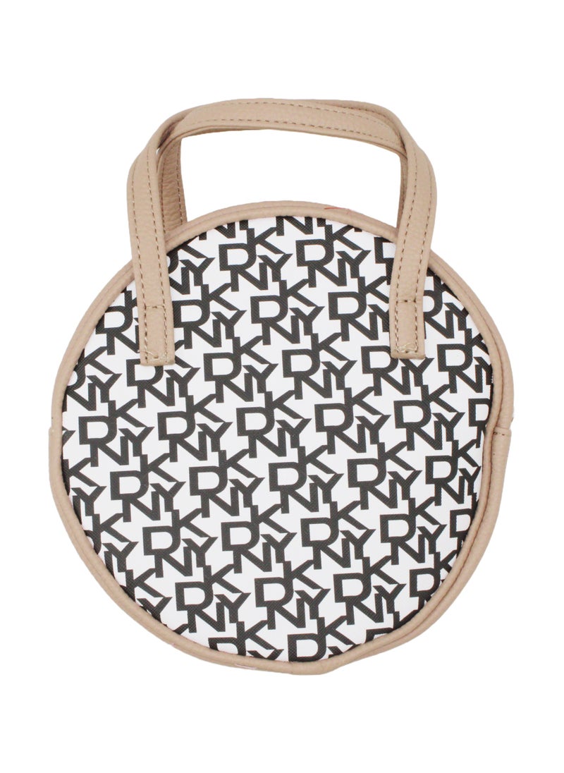 DKNY - DKNY Signature Stripe Original Circle Bag Cosmetic Bag, Travel Make up Bag Small, Small Lightweight Cosmetic Bag Storage Bag, Small Makeup Bag, Travel Toiletry Bag - Image 1