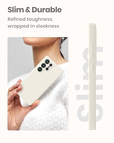 CUZMIGO Silicone Case for Samsung Galaxy S25 Ultra, Soft Slim Liquid Silicone Phone Case with Anti-Scratch Microfiber Lining, Camera Cover Protection with Cute Color Variety, Off White - Image 2