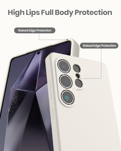 CUZMIGO Silicone Case for Samsung Galaxy S25 Ultra, Soft Slim Liquid Silicone Phone Case with Anti-Scratch Microfiber Lining, Camera Cover Protection with Cute Color Variety, Off White - Image 4