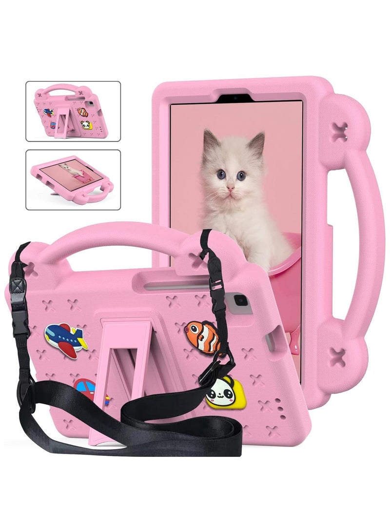 VKL Case Fit Samsung Galaxy Tab A7 Lite 8.7-Inch 2021 (SM-T225/T220/T227), DIY Cartoon Pattern, EVA Shockproof Cute Kids Cover with Screen Protector/Handle/Stand/Shoulder Strap, Pink - Image 1