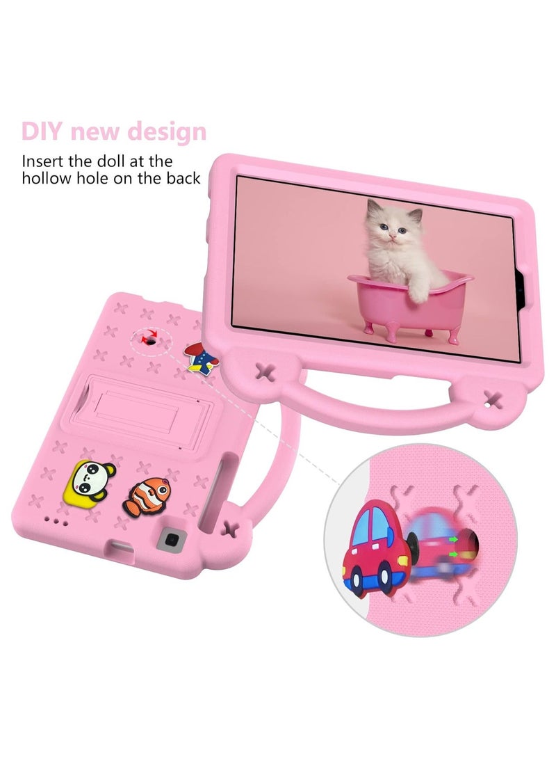 VKL Case Fit Samsung Galaxy Tab A7 Lite 8.7-Inch 2021 (SM-T225/T220/T227), DIY Cartoon Pattern, EVA Shockproof Cute Kids Cover with Screen Protector/Handle/Stand/Shoulder Strap, Pink - Image 2