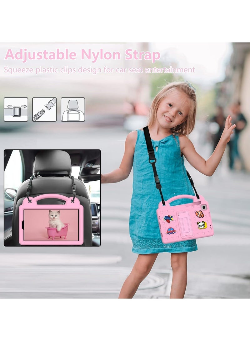 VKL Case Fit Samsung Galaxy Tab A7 Lite 8.7-Inch 2021 (SM-T225/T220/T227), DIY Cartoon Pattern, EVA Shockproof Cute Kids Cover with Screen Protector/Handle/Stand/Shoulder Strap, Pink - Image 3