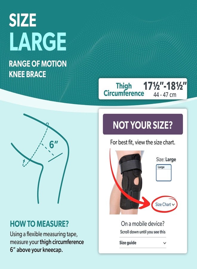 BraceAbility Torn Meniscus ROM Knee Brace - Hinged Post Surgery Support with Flexion Extension Control for Hyperextension and Locking Treatment, Ligament PCL or ACL Tears, Osteoarthritis Relief (L) - Image 2