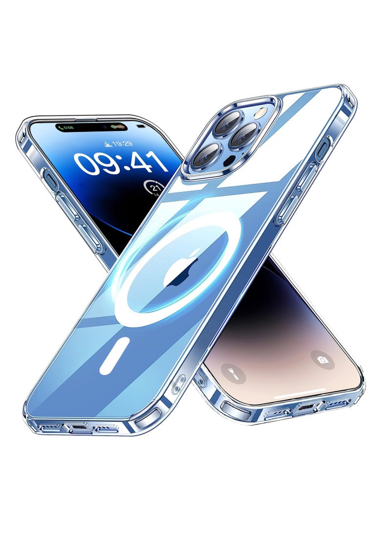 Magnetic Case Cover for iPhone 15 Pro, Compatible with MagSafe,Anti-Yellowing Crystal Clear Shockproof Protection Back Cover, Ultra Slim Strong Magnet Phone Shell Case for iPhone 15 Pro - Image 1