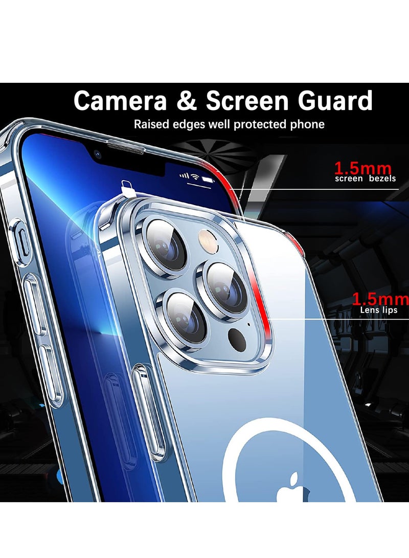 Magnetic Case Cover for iPhone 15 Pro, Compatible with MagSafe,Anti-Yellowing Crystal Clear Shockproof Protection Back Cover, Ultra Slim Strong Magnet Phone Shell Case for iPhone 15 Pro - Image 4