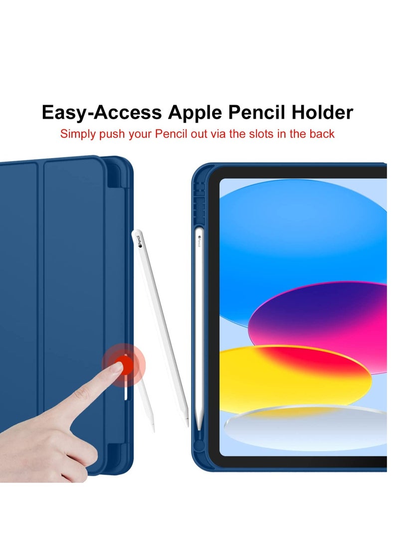 Mufaens iPad 10Th 10.9 Inch 2022 Model 10th Generation Slim Stand Hard Back Shell Cover with Auto Wake/Sleep Navy Blue - Image 4