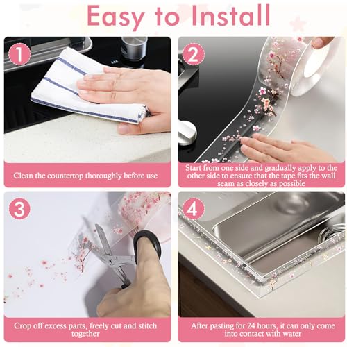 CoolShef PVC Waterproof Tape for Kitchen Sink, Washable Self-Adhesive Caulk Strip, Sealing Tape Waterproof for Bathroom, Countertop, Sink, Bathtub, Toilet Edge (4.2cm x 3m) - Image 4