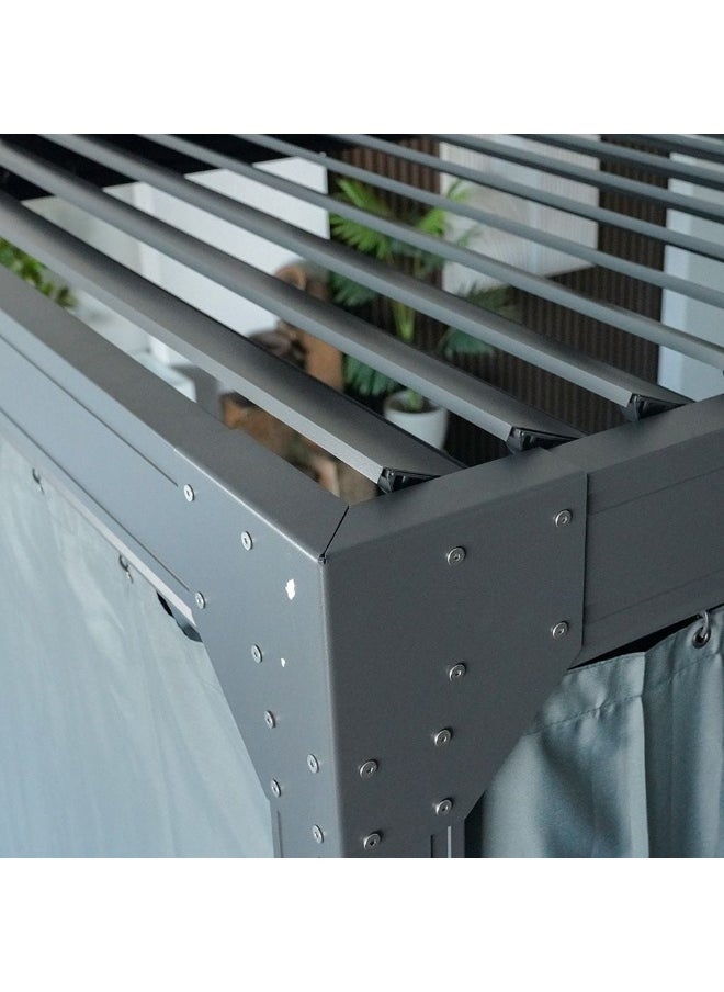 DANUBE HOME - Ambrose Automatic Pergola with Automated Roof And LED| AluminumFrame With Curtains | Without Seating| Weather Resistant Garden Canopy| Modern Design Outdoor Furniture389x290x223cm-Dark Grey - Image 1