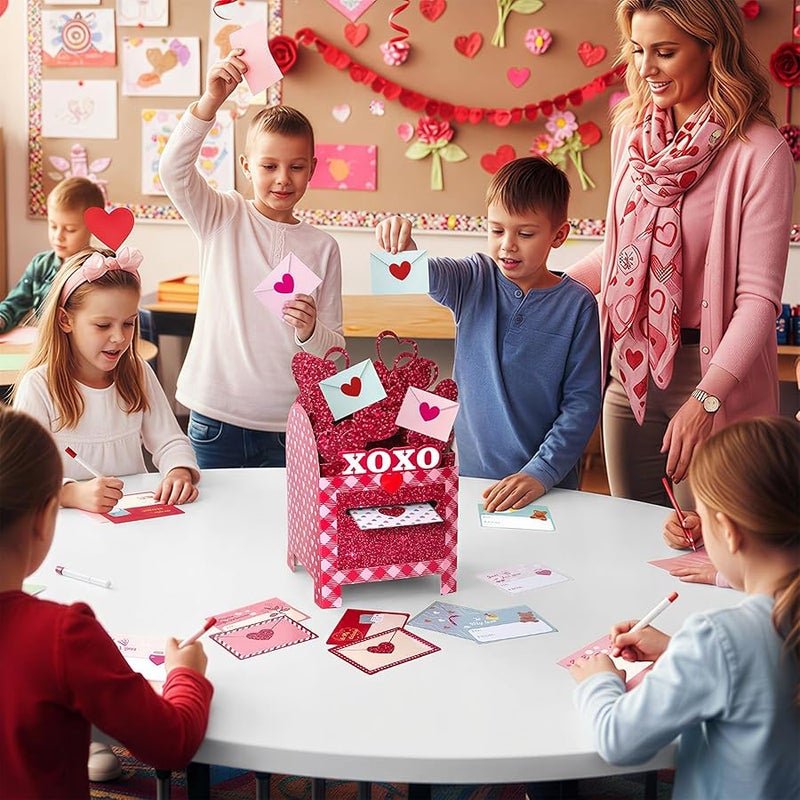 أور ورم OurWarm Valentines Day Boxes for Kids, 32 Valentine Day Cards for Kids Classroom with DIY Valentine Mailbox, Heart Valentines Boxes for Kids Toddlers Girls Classroom Cards Exchange, Party Favors - Image 4