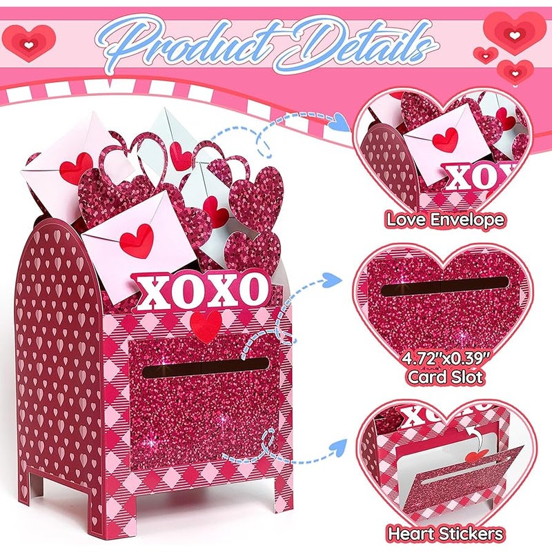 أور ورم OurWarm Valentines Day Boxes for Kids, 32 Valentine Day Cards for Kids Classroom with DIY Valentine Mailbox, Heart Valentines Boxes for Kids Toddlers Girls Classroom Cards Exchange, Party Favors - Image 3