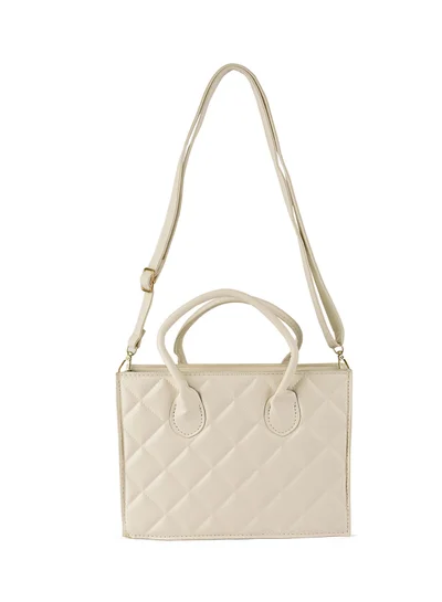London Rag Quilted Structure Hand Bag in Off White