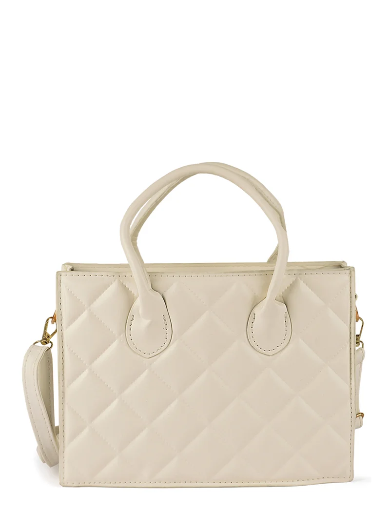 London Rag Quilted Structure Hand Bag in Off White