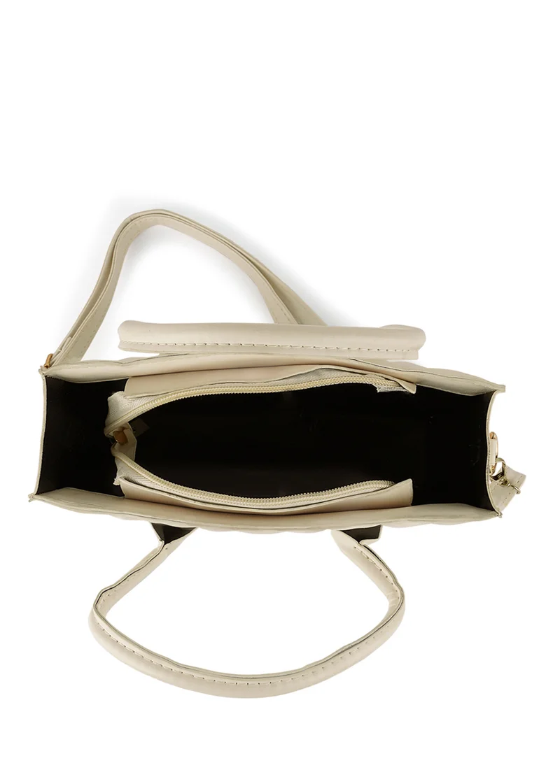 London Rag Quilted Structure Hand Bag in Off White