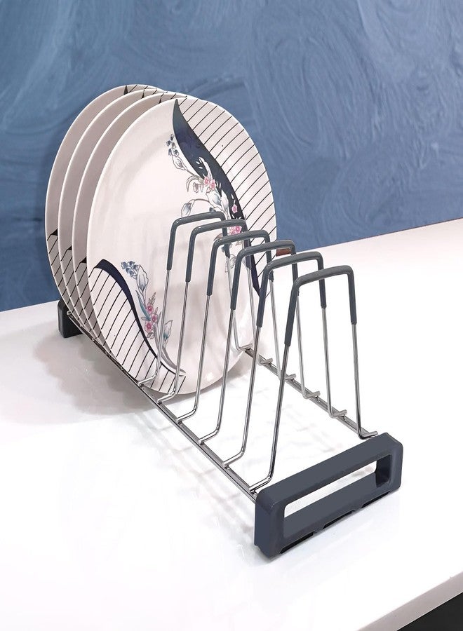 VOLO Stainless Steel Plate Rack – Space Saving Thali Holder for Kitchen Cabinet, Holds 10 Plates, Rust Resistant Dish Organizer Stand for Drying and Storage - Image 3